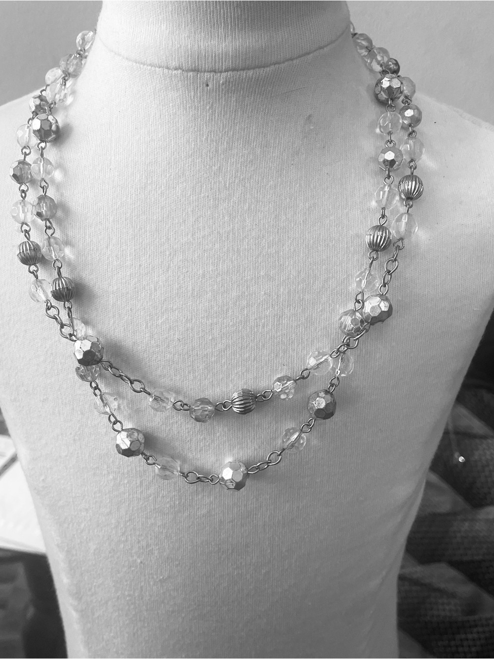 Source Unknown Silver-Tone Multi-Strand Bead Necklace